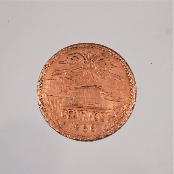 1956 Mexico 20 Centavos Coin - Picture 2 of 3